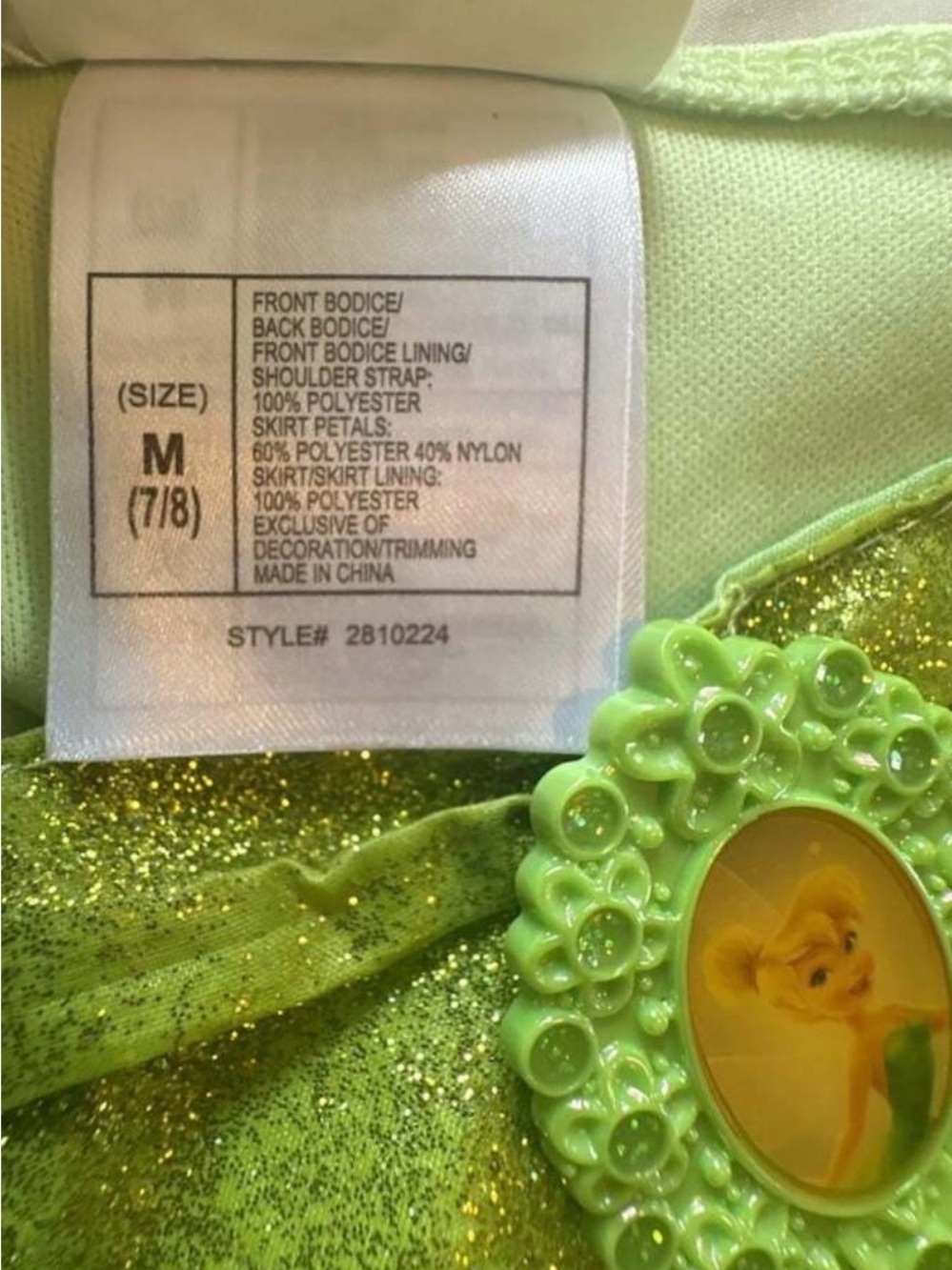 Disney Store Tinker Bell Costume Dress Girls Size 7/8 Green Purple Fairy - Picture 3 of 4